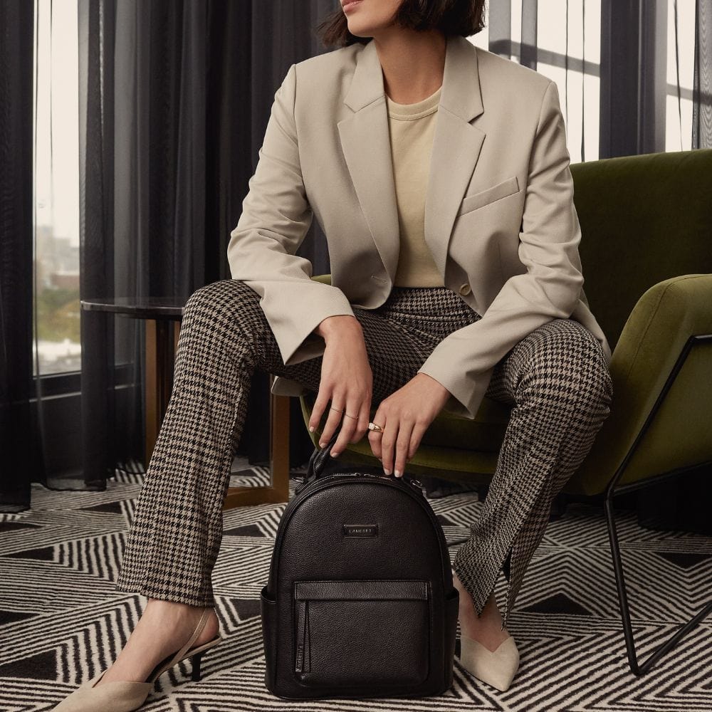 The Maude - 3-in-1 Black Vegan Leather Backpack