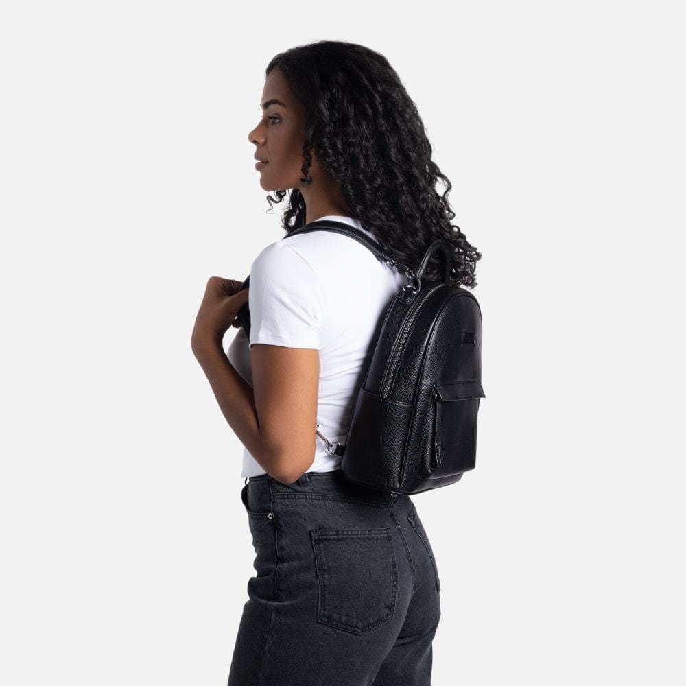 The Maude - 3-in-1 Black Vegan Leather Backpack