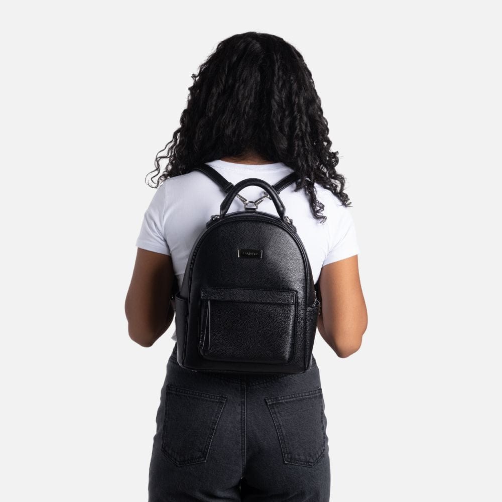 The Maude - 3-in-1 Black Vegan Leather Backpack