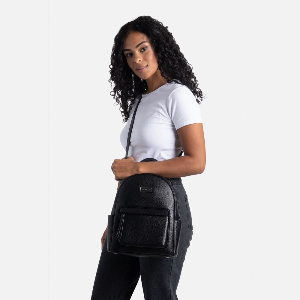 The Maude - 3-in-1 Black Vegan Leather Backpack