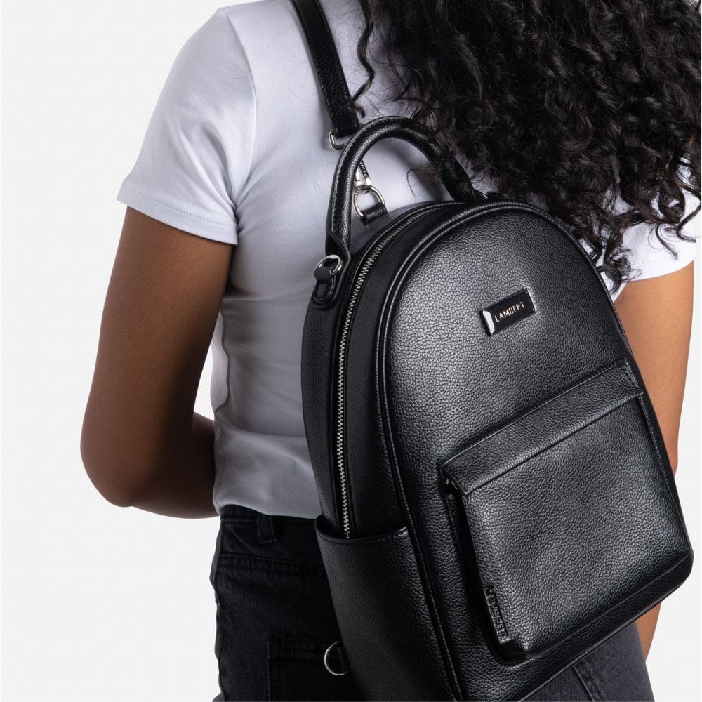 The Maude - 3-in-1 Black Vegan Leather Backpack