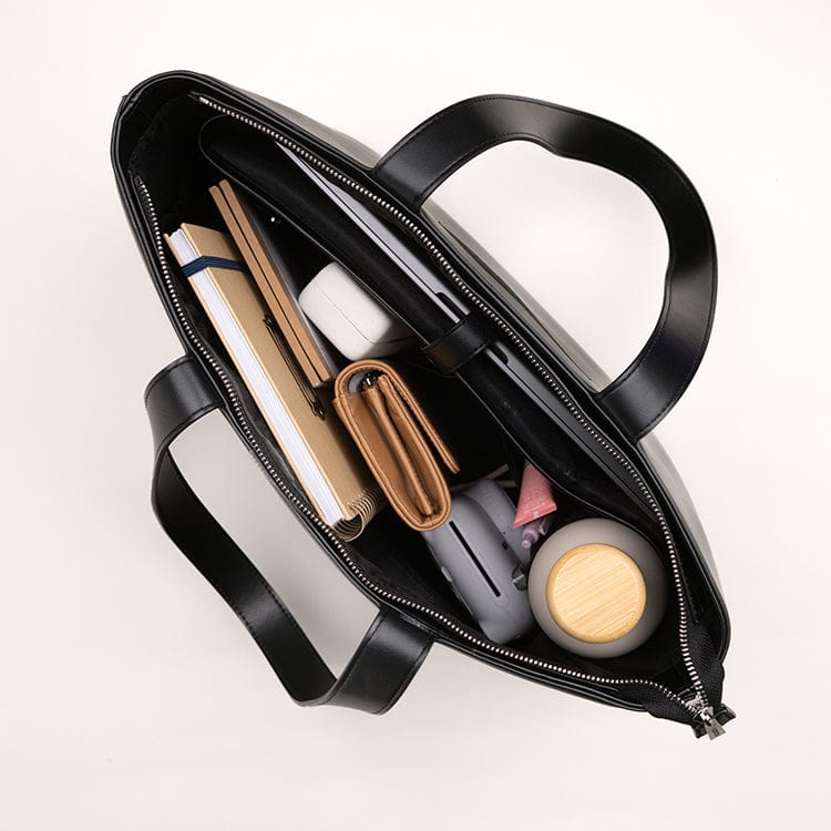 The Danyka - Black Vegan Leather Tote Bag