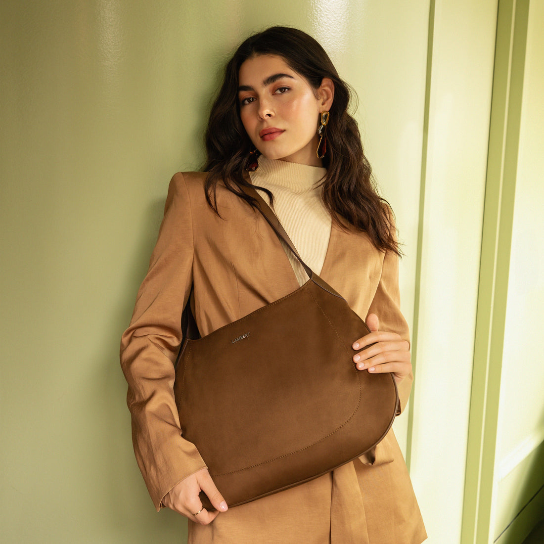 The Blair – Cacao Suede Flat Shoulder Bag