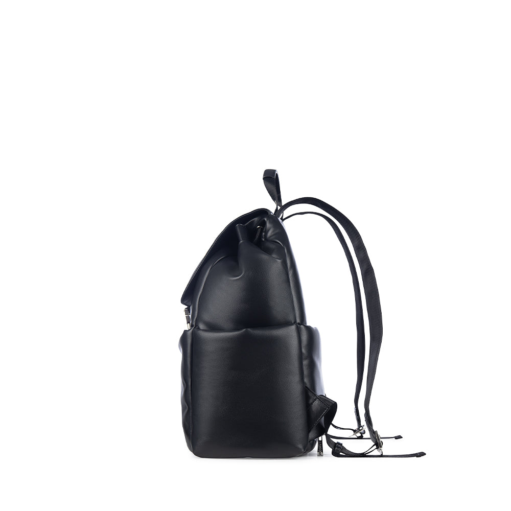 The Averi - Black Vegan Leather Puffy Backpack