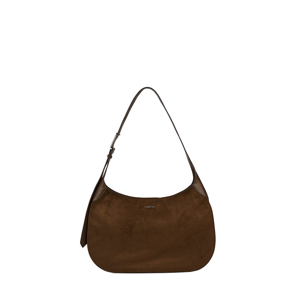 The Blair – Cacao Suede Flat Shoulder Bag