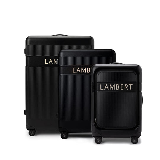 Ensemble voyage - Grande valise d'enregistrement + moyenne valise d'enregistrement + Valise de cabine noir