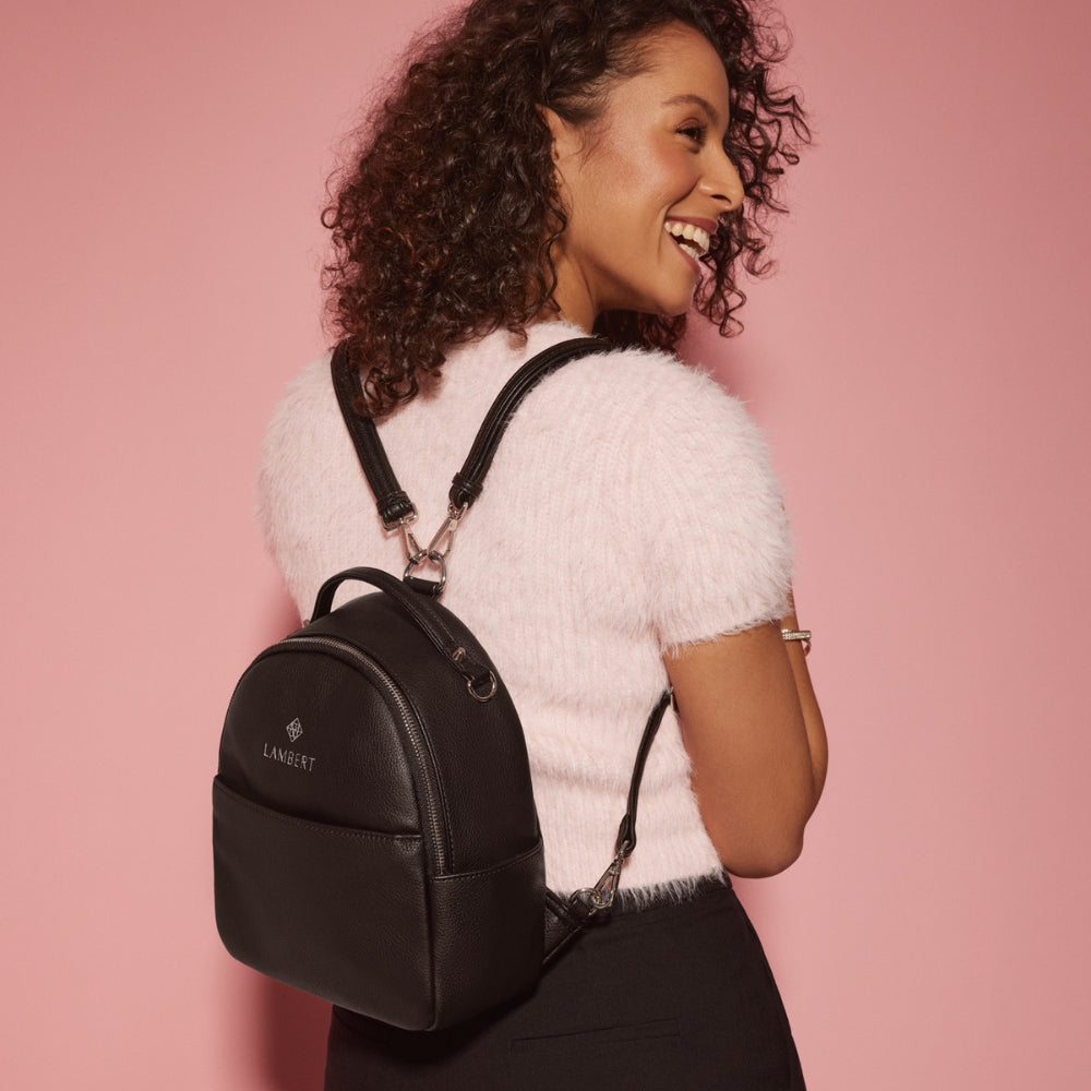 The Riley - Black Vegan Leather Backpack – Lambert