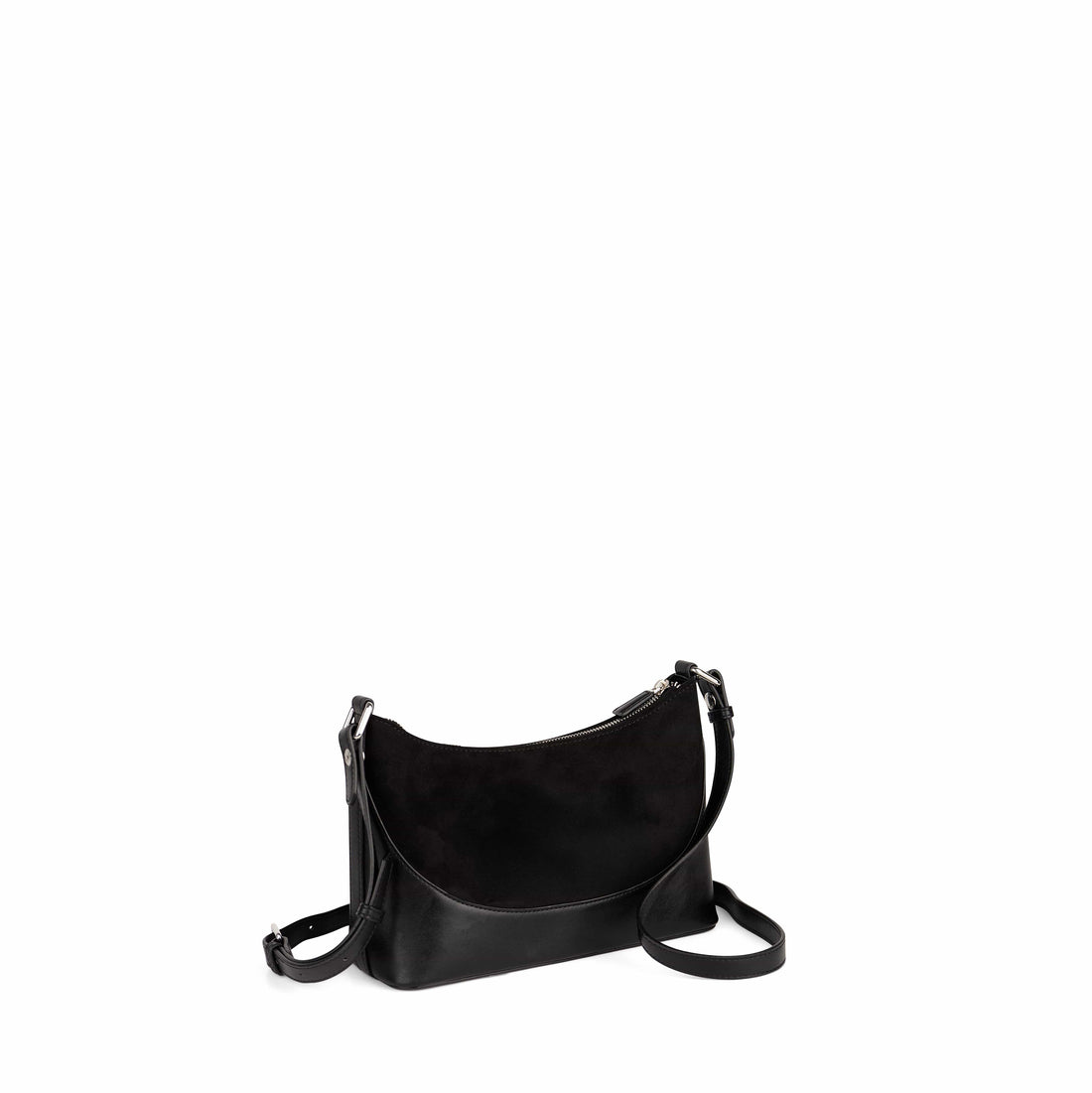 The Clover – 2-in-1 Shoulder Bag in Black Suede