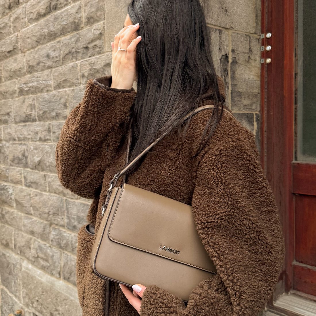 The Amber - 2-in-1 Taupe Vegan Leather Handbag