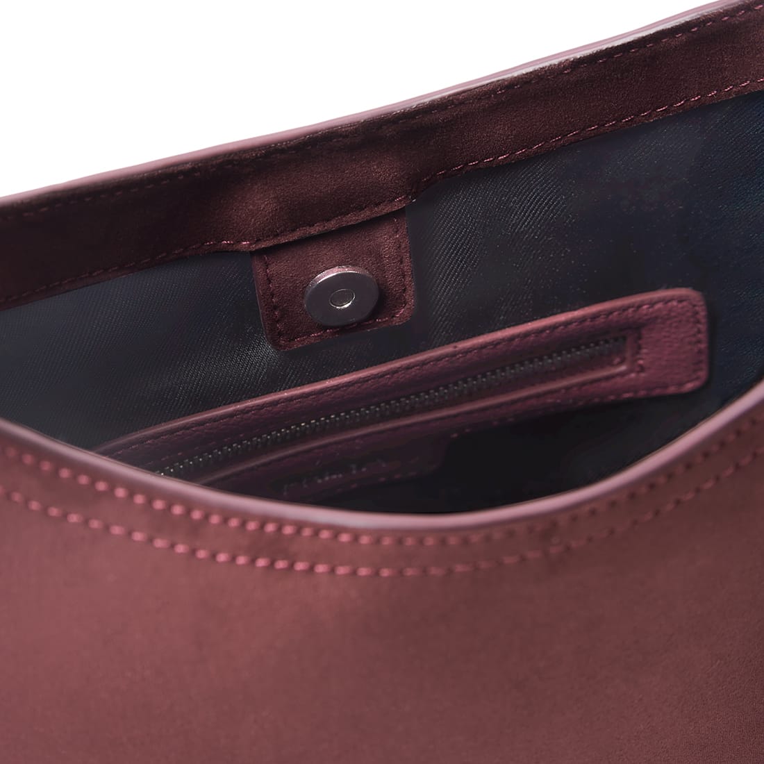 Le Elena – Sac à épaule en suède vegan cassis