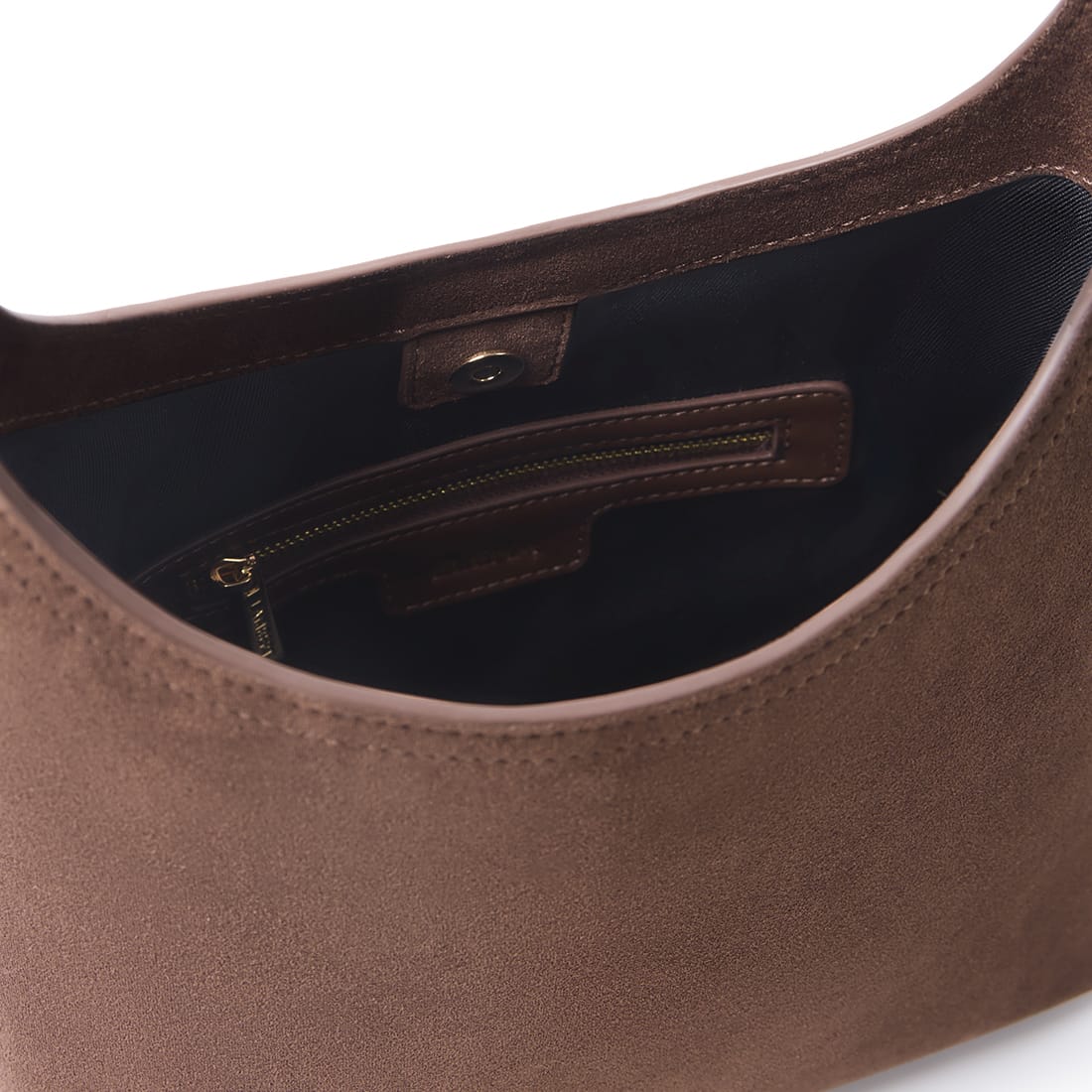 Le Elena – Sac à épaule en suède vegan chocolate