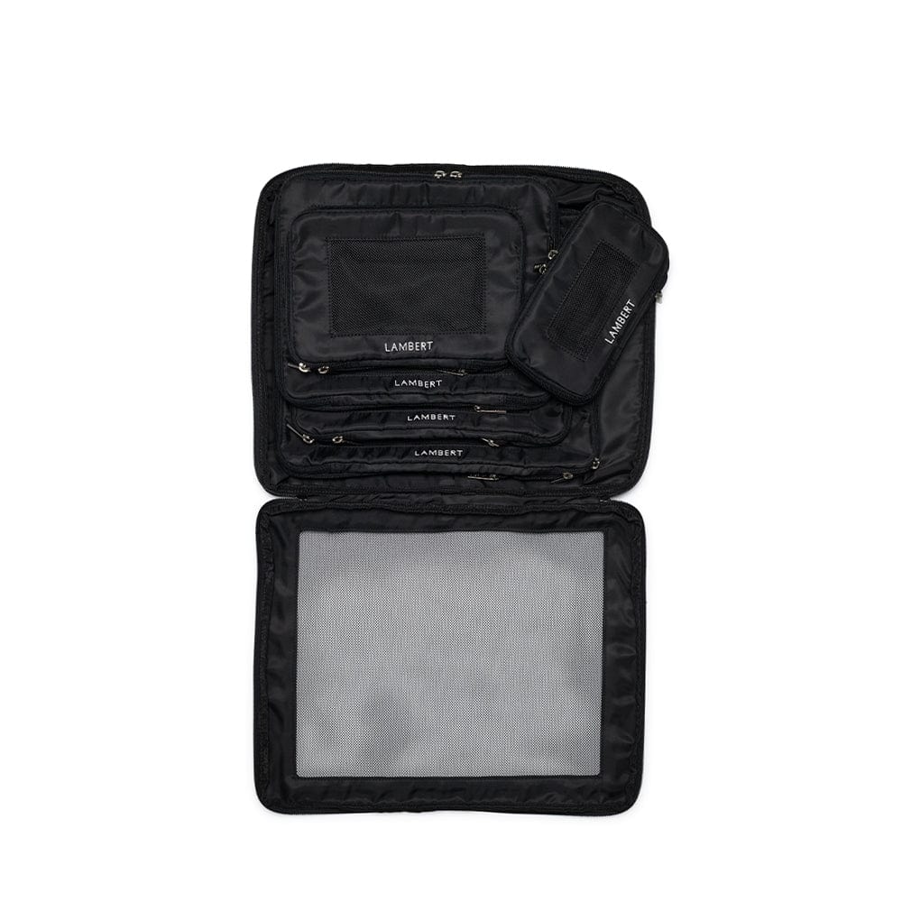 L’escale - Set of 6 Black Recycled Nylon Packing Cubes