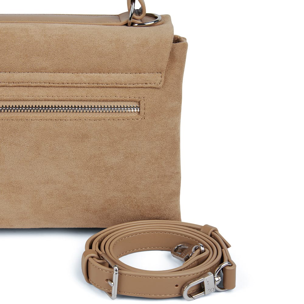 Le Freya- Sac à main 2-en-1 en suede vegan beige