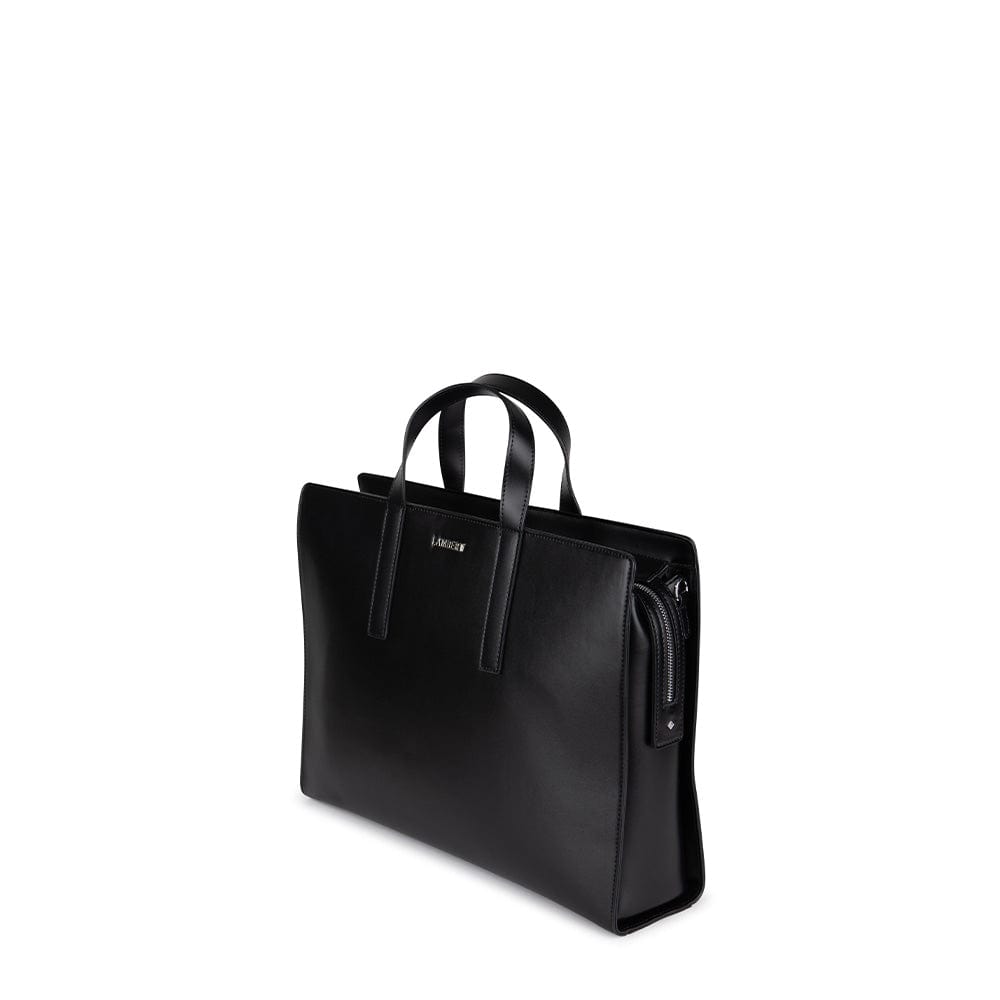 The Helia - 2-in-1 Black Vegan Leather Briefcase