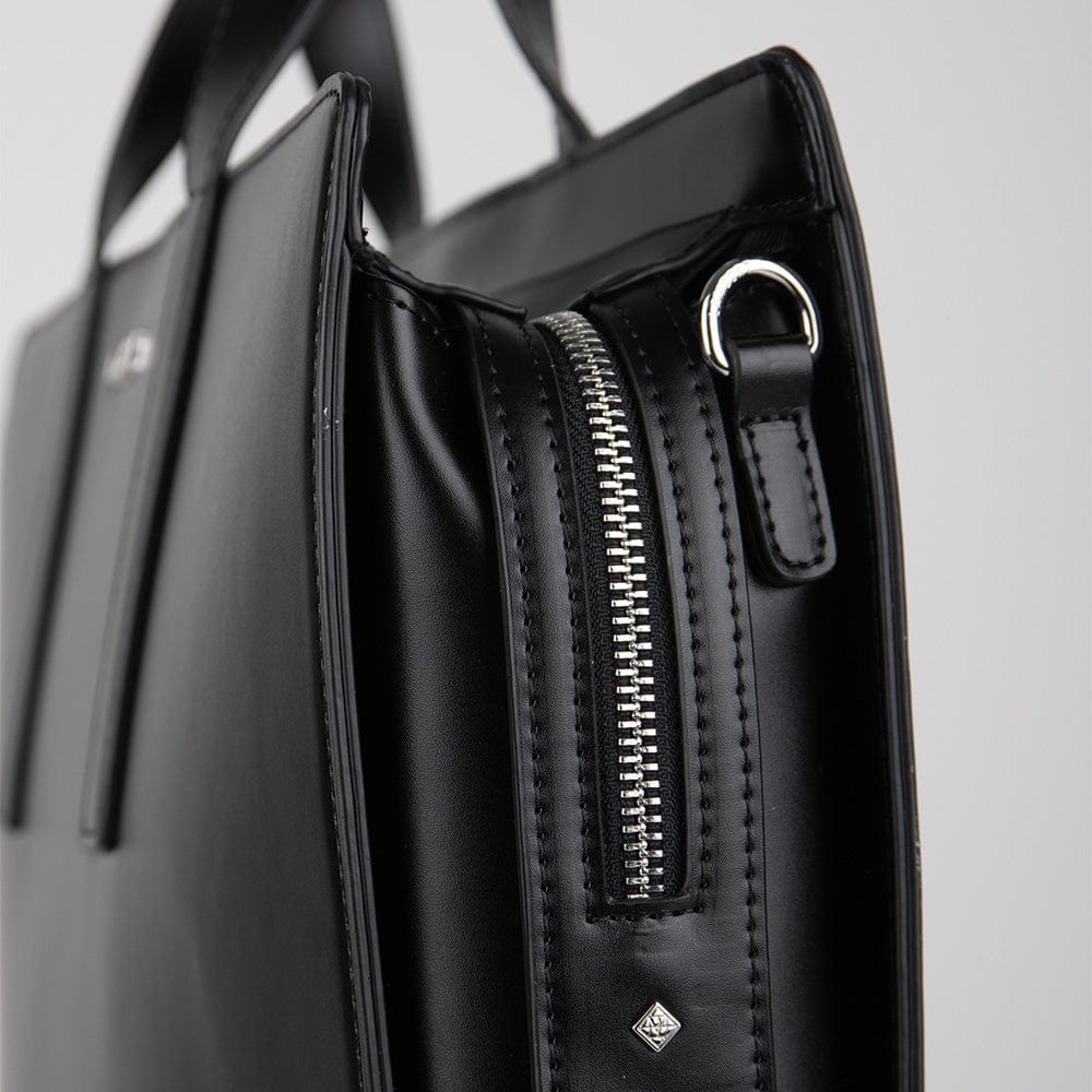 The Helia - 2-in-1 Black Vegan Leather Briefcase