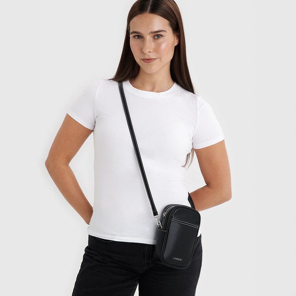 Le Izzy - Vegan Black Leather Crossbody Bag