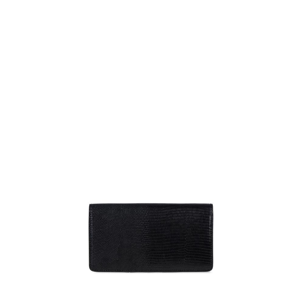 The Layla - Black Lizzard Vegan Leather Wallet on Chain