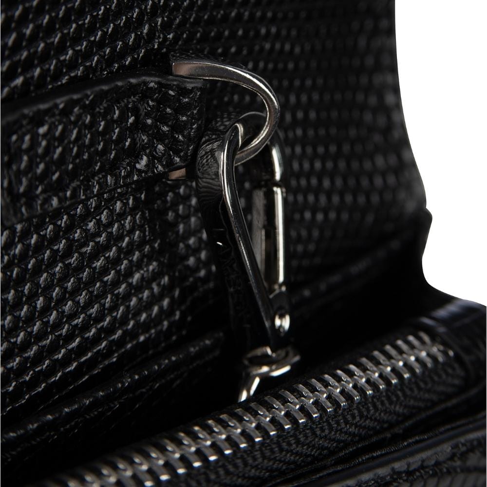 The Layla - Black Lizzard Vegan Leather Wallet on Chain