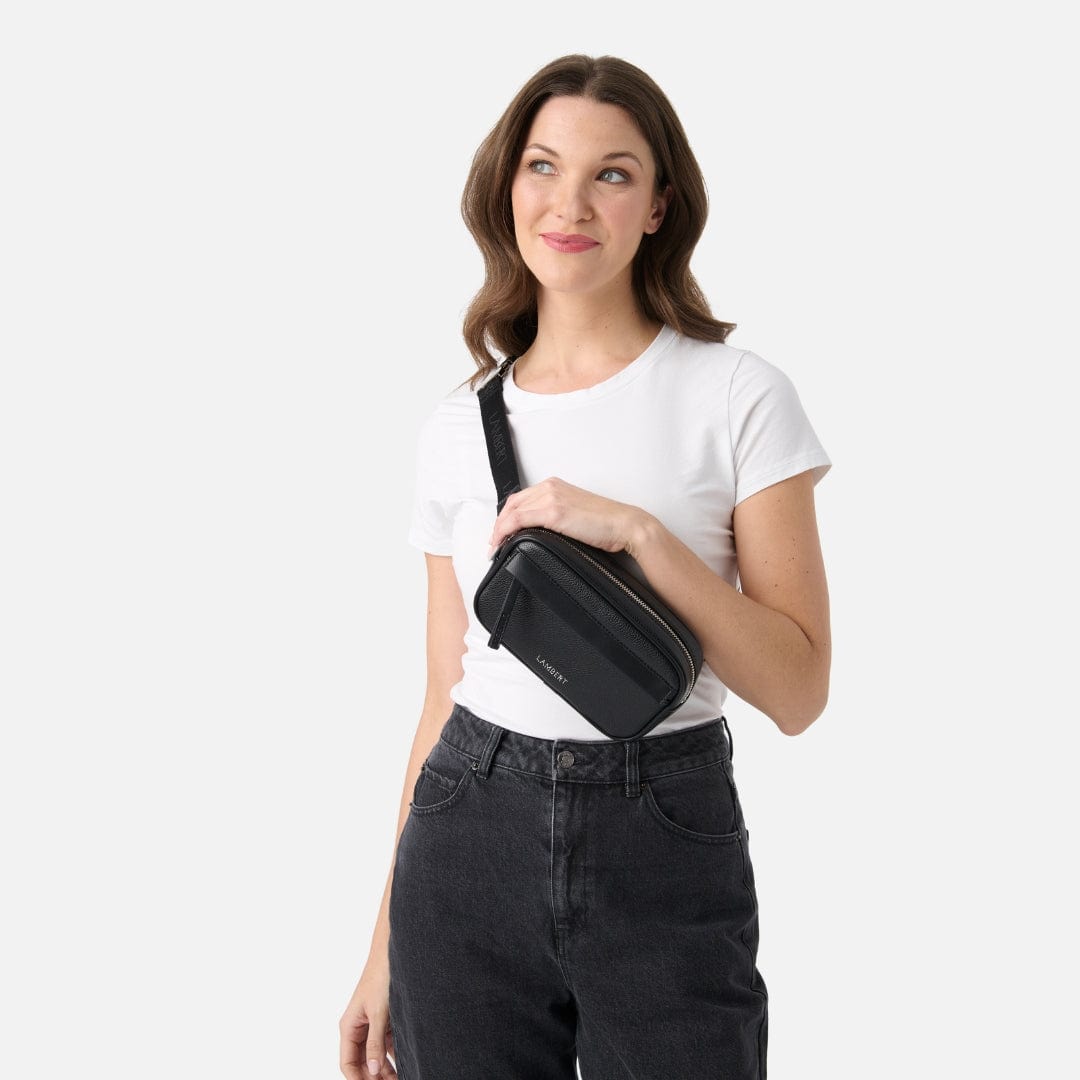 The Marina - Black Vegan Leather Waist Bag