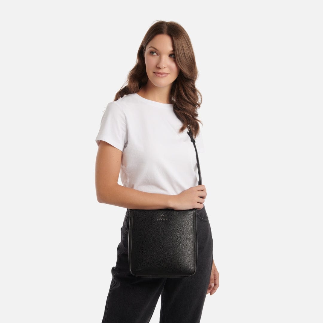 The Natalia - Black Vegan Leather Crossbody Bag