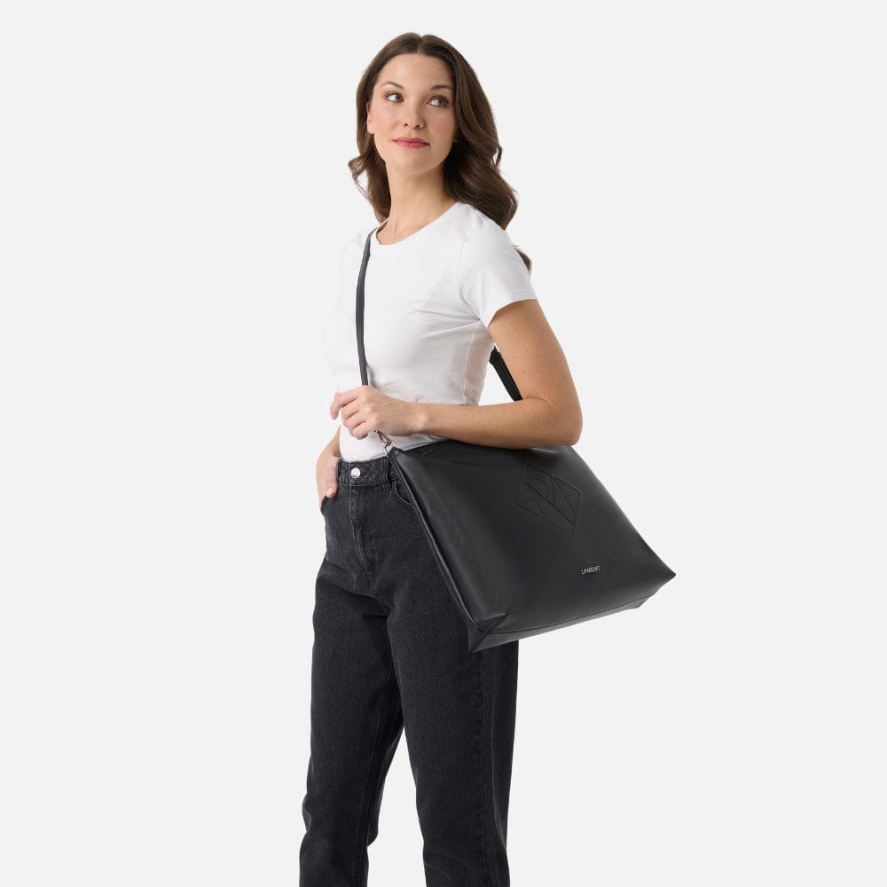 The Nellie - Black Vegan Leather Tote Bag