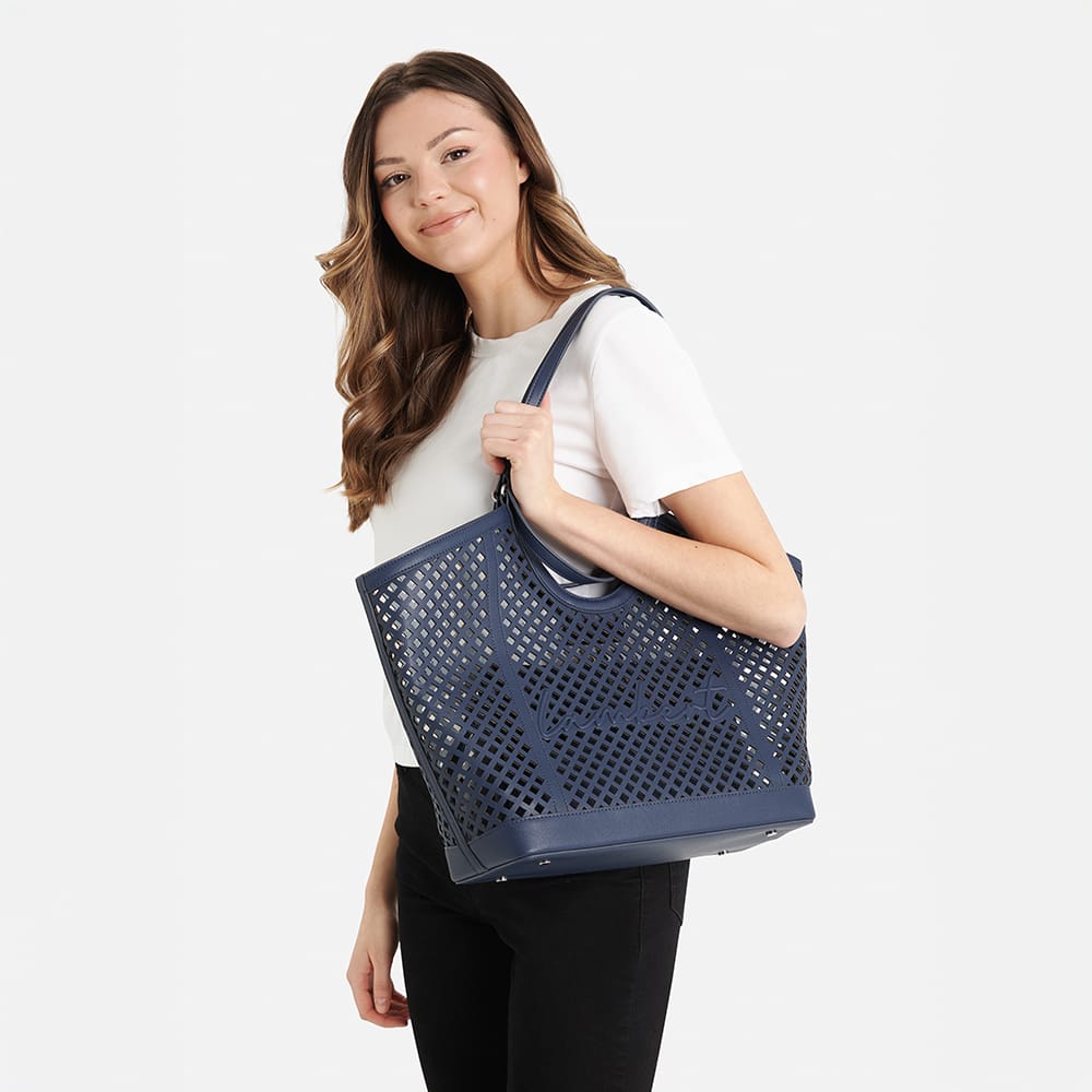 Le Solene – Sac fourre-tout en cuir vegan marine