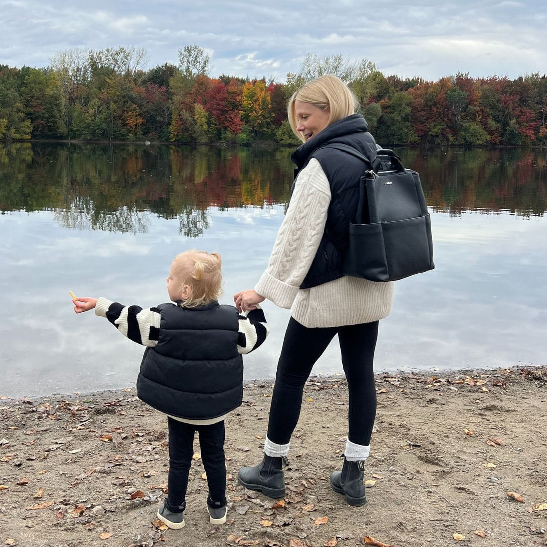 Ensemble parents - Sac à couches + Console de pousette + Protège carnet noir