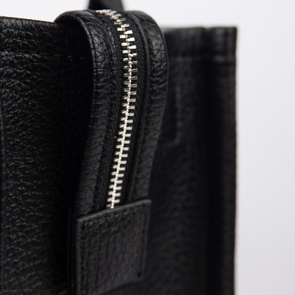 The Tania - Black Vegan Leather Mini Tote Bag