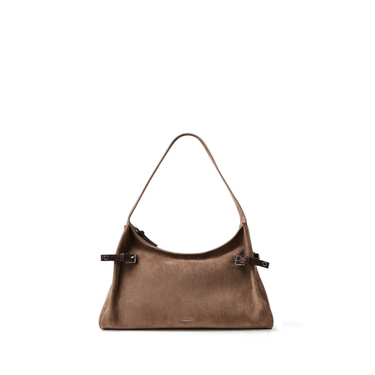 Le Trinity – Sac à épaule en suède vegan taupe