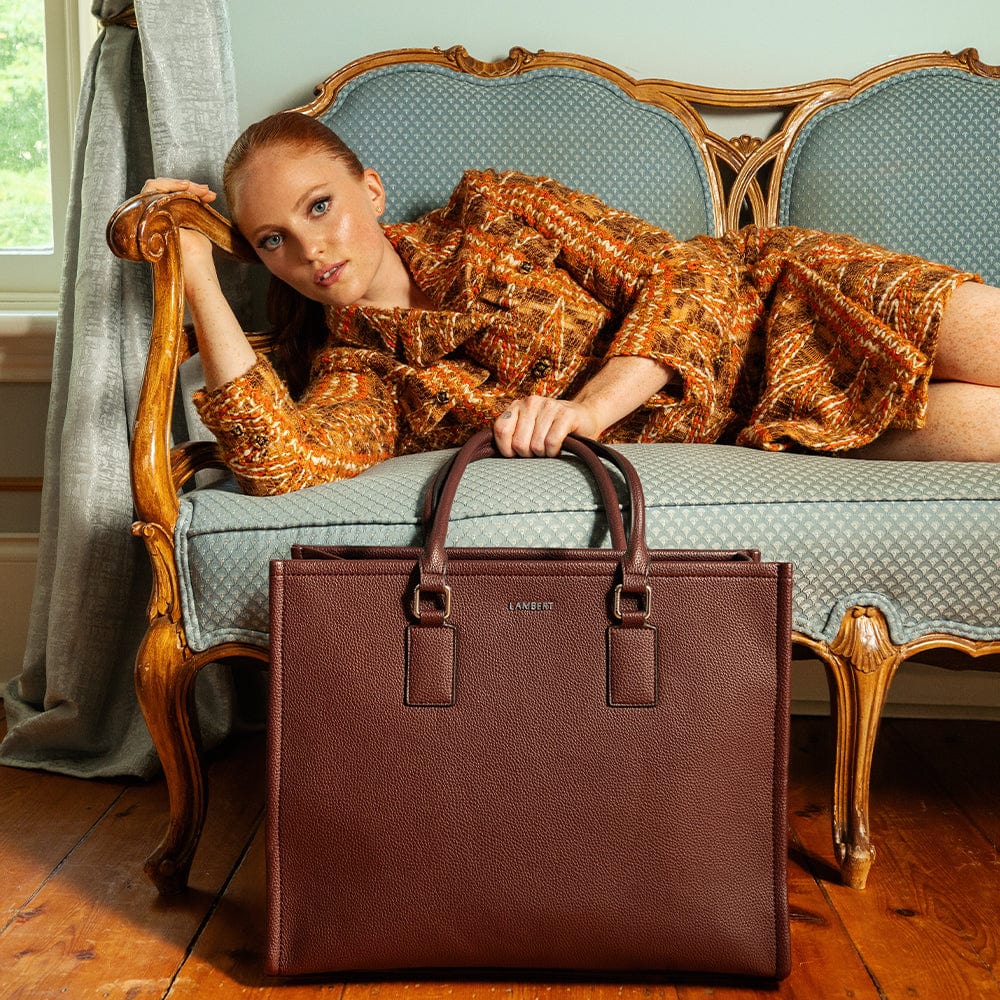 The Valentina – 2-in-1 Vegan Leather Tote in Mahogany