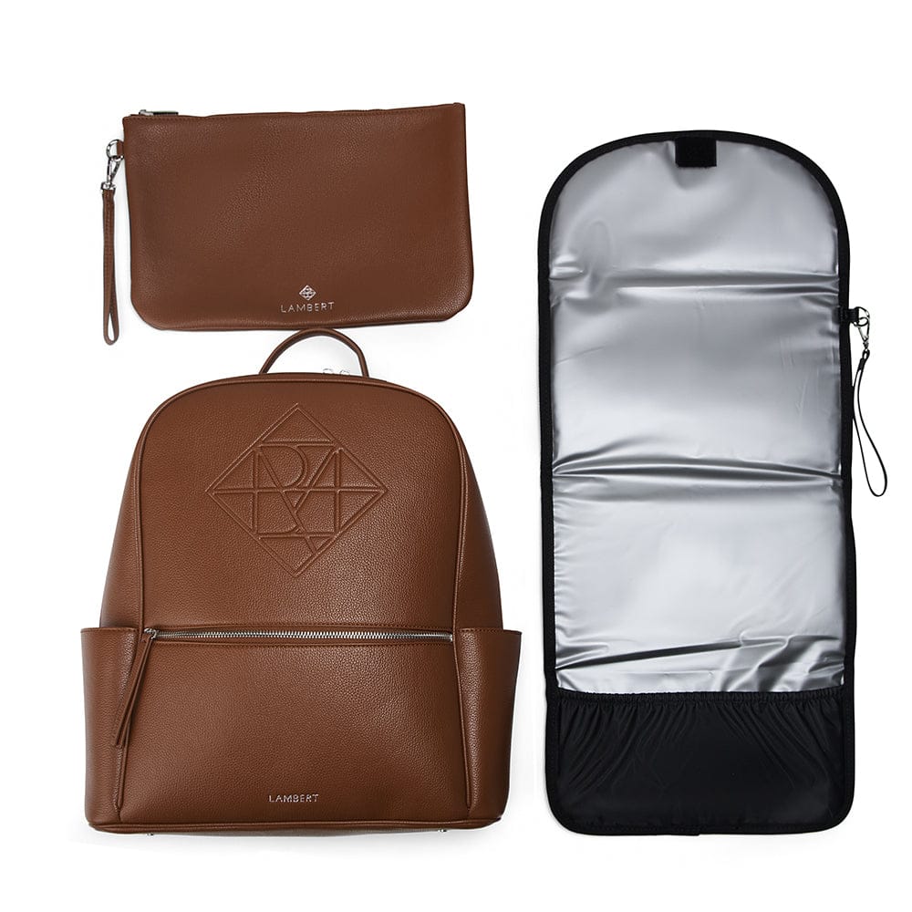 Le Vicky - Sac à couches en cuir vegan hazelnut