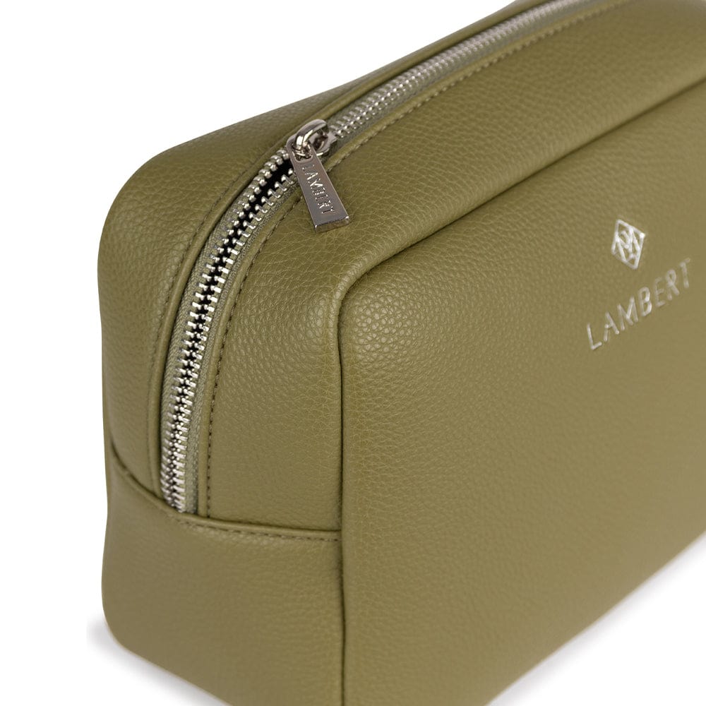 The Zoe - Olive Vegan Leather Toiletry Bag