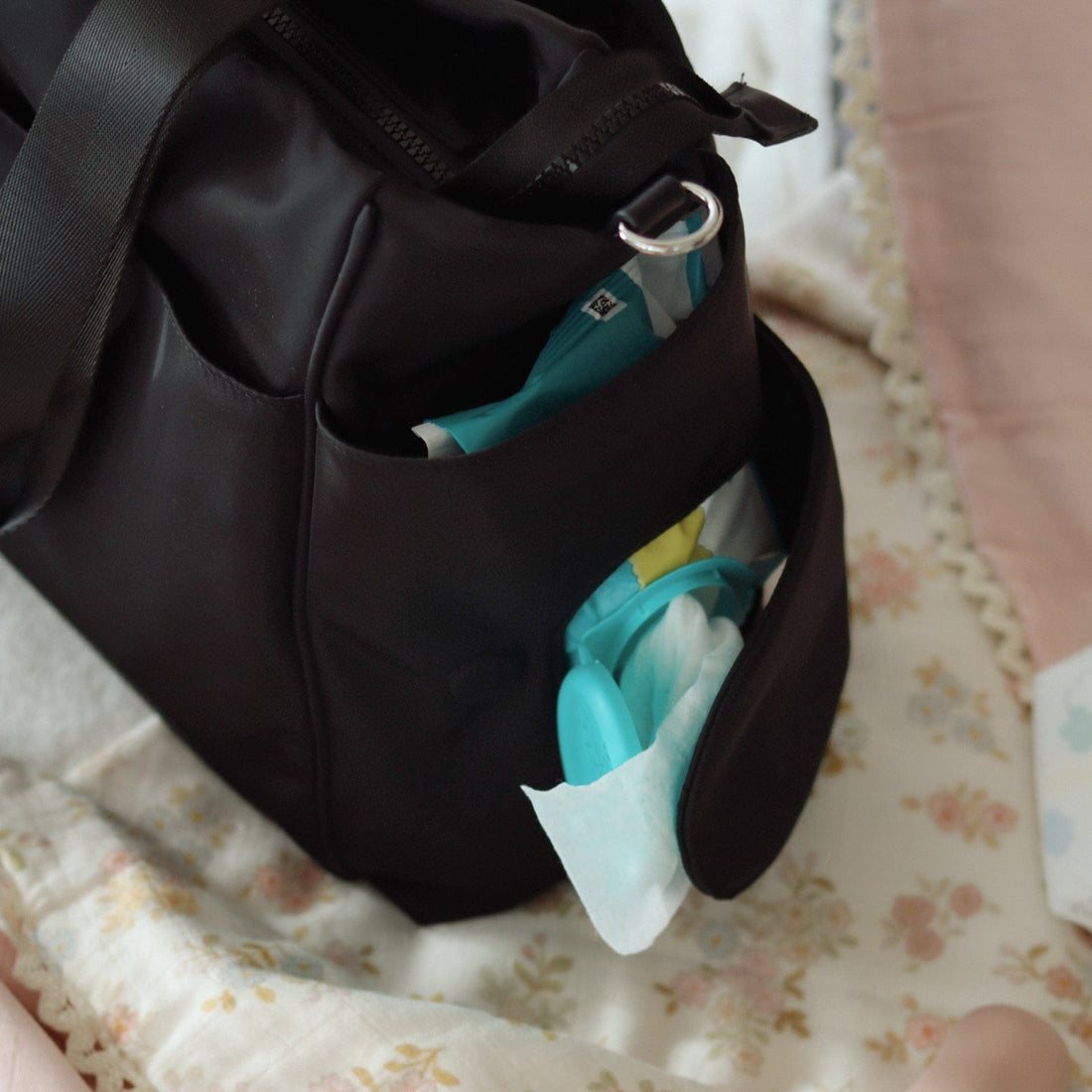 Le Milani – Sac fourre-tout maternité en nylon noir