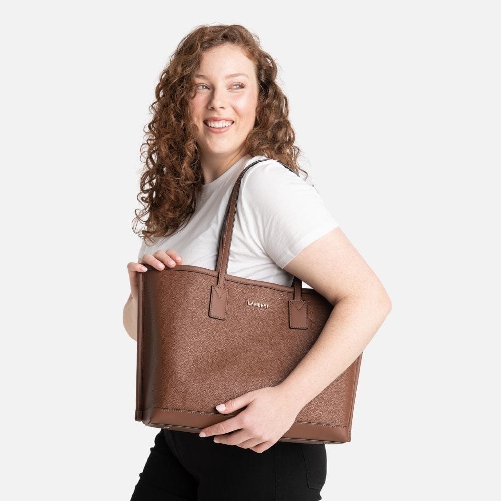 The Daniela - Brunette Vegan Leather Tote Bag 