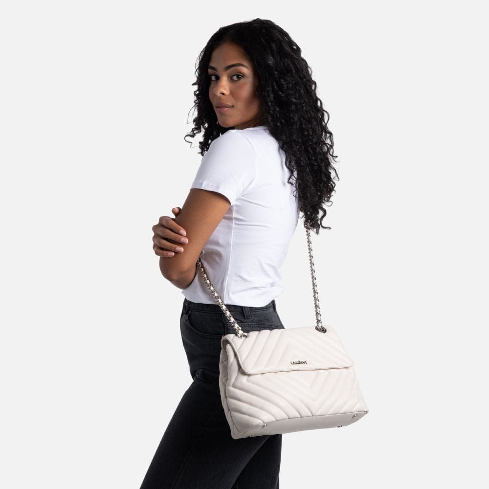 The Lisa - Oyster Vegan Leather Quilted Handbag