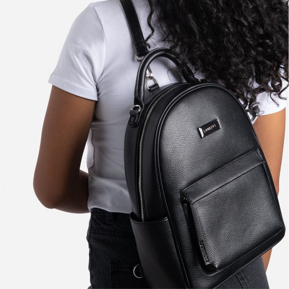 The Maude - Black Vegan Leather Backpack