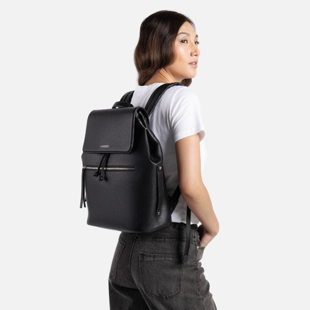 The Riley - Black Vegan Leather Backpack